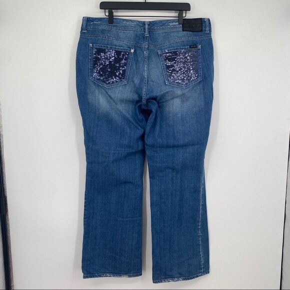 Seven7 Jeans Trendy Plus Size Sequin-Patch Bootcut Distressed Denim Jeans - Picture 6 of 12